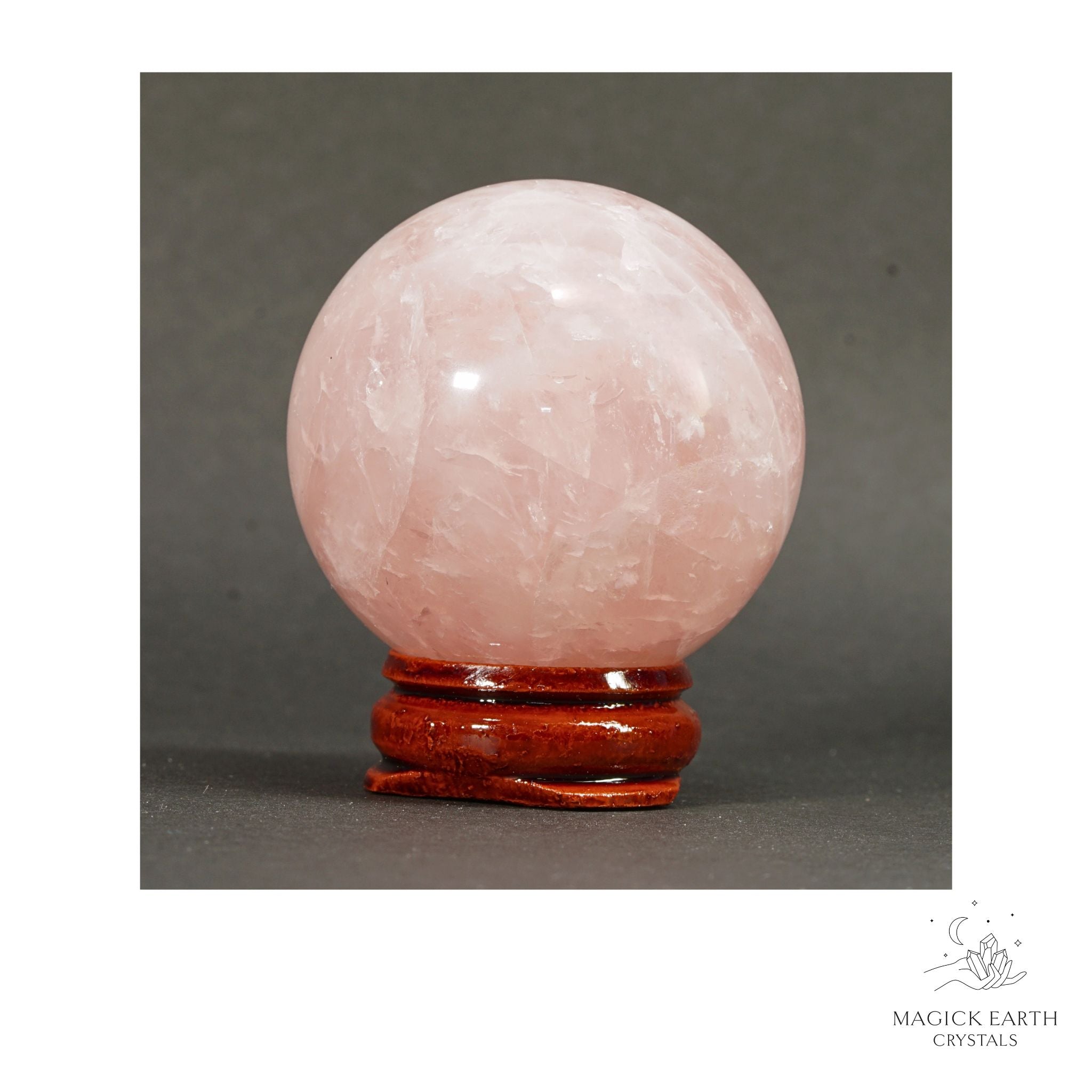 Natural Rose Quartz crystal sphere 45mm view a