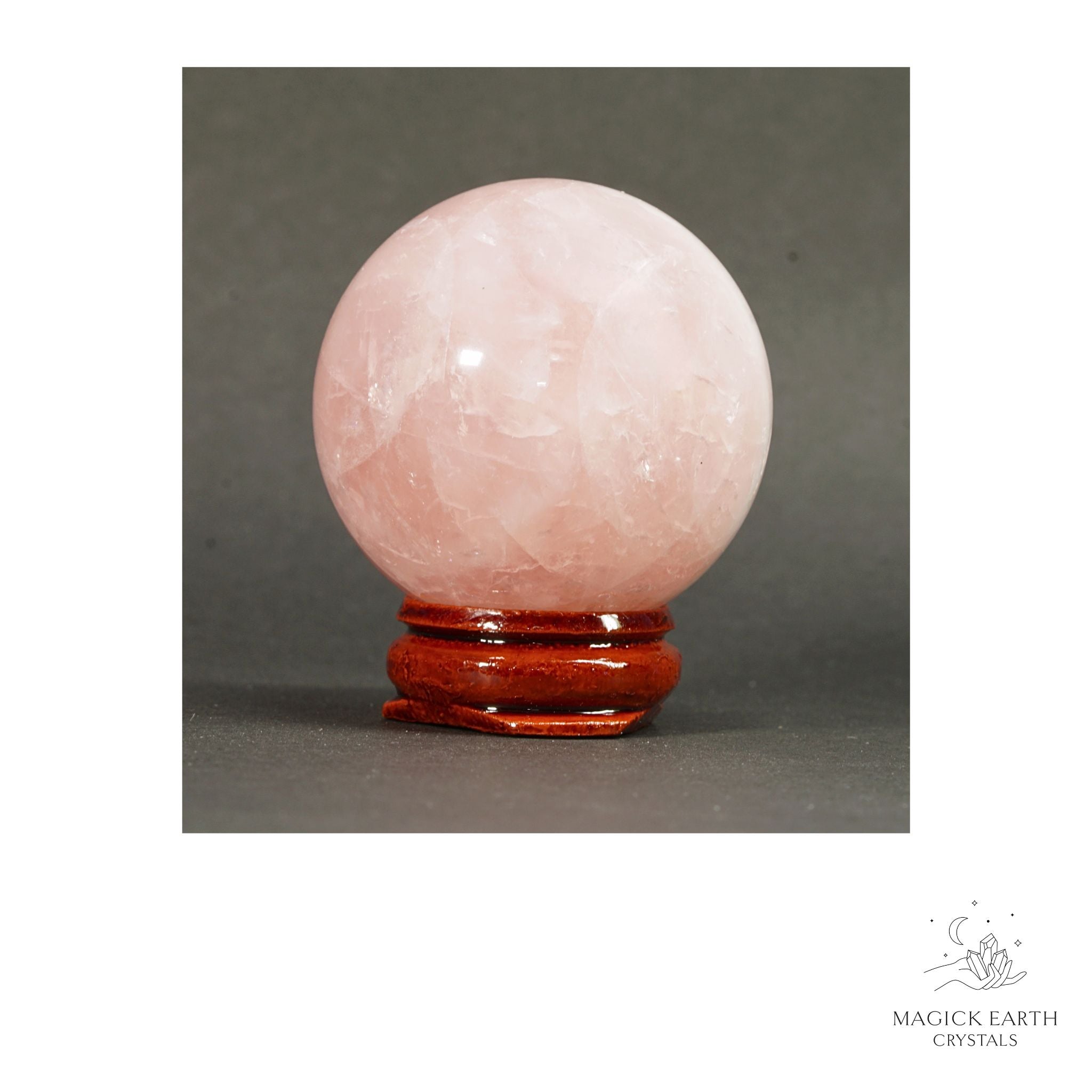 Natural Rose Quartz crystal sphere 45mm view b