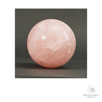 Natural Rose Quartz crystal sphere 45mm view c