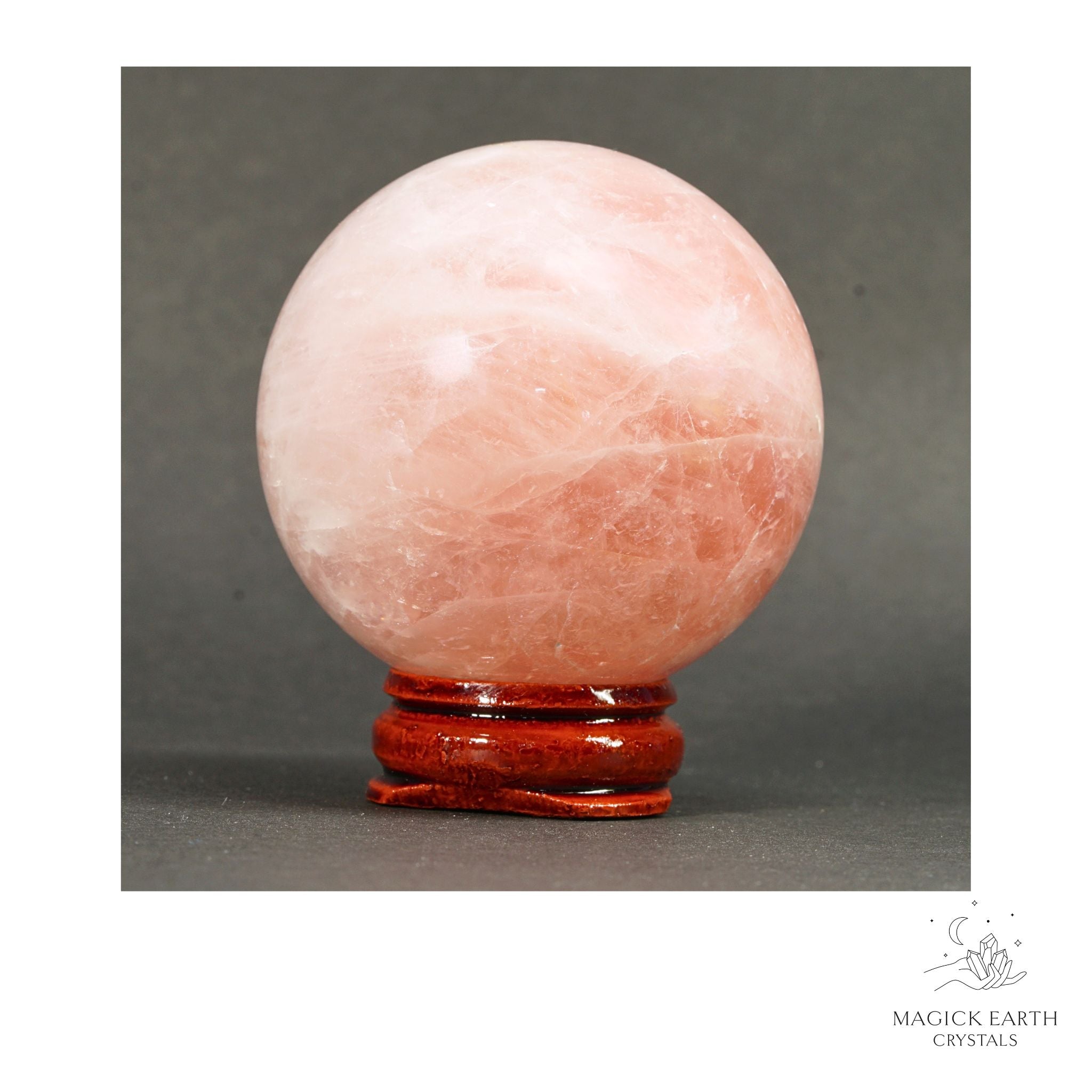 Natural Rose Quartz crystal sphere 52mm view a