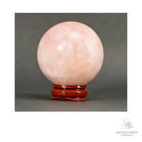 Natural Rose Quartz crystal sphere 52mm view b