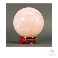 Natural Rose Quartz crystal sphere 52mm view c
