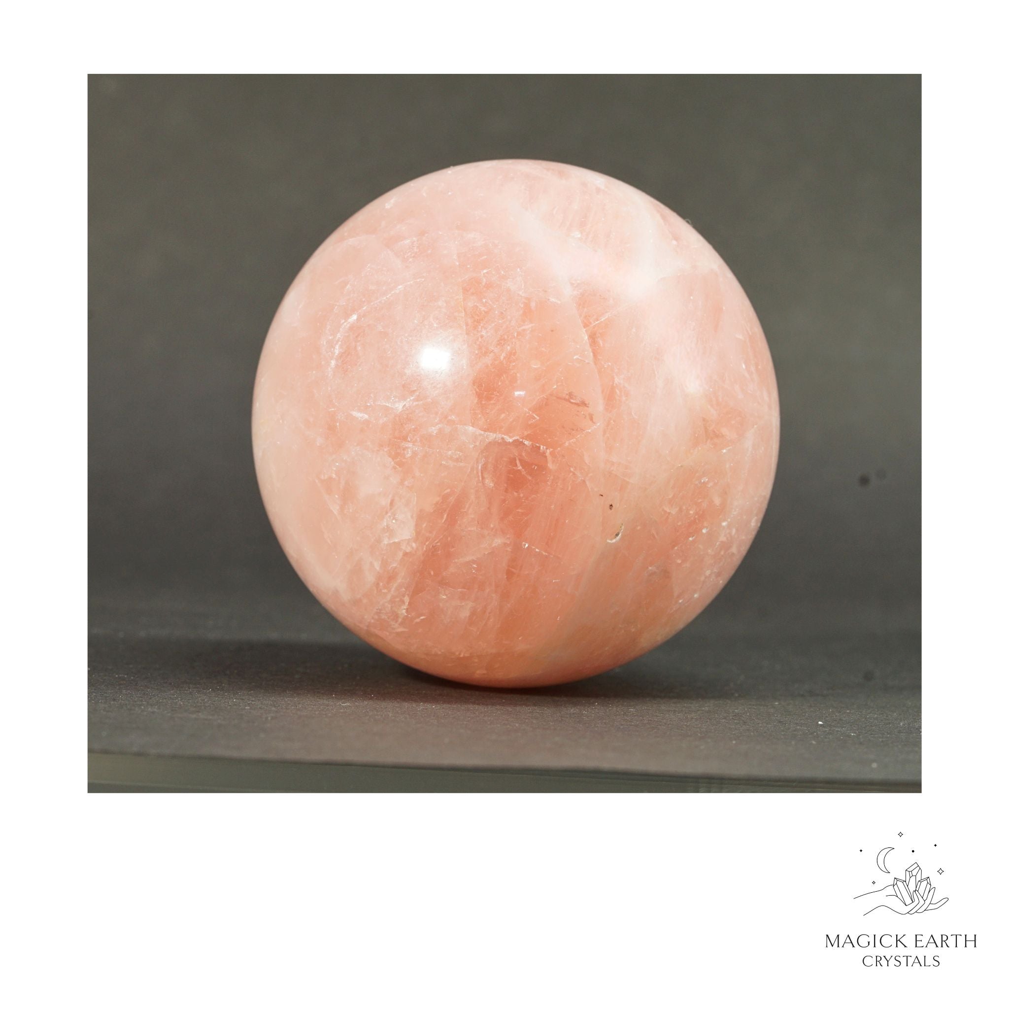 Natural Rose Quartz crystal sphere 52mm view d