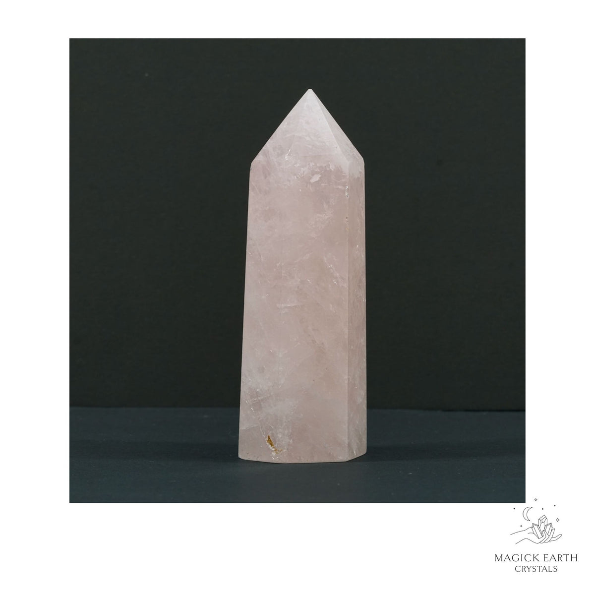 Natural Rose Quartz crystal tower view b