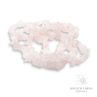 Natural Rose Quartz drilled crystal chip strand view b