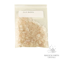 Natural Rose Quartz drilled crystal chip strand view c