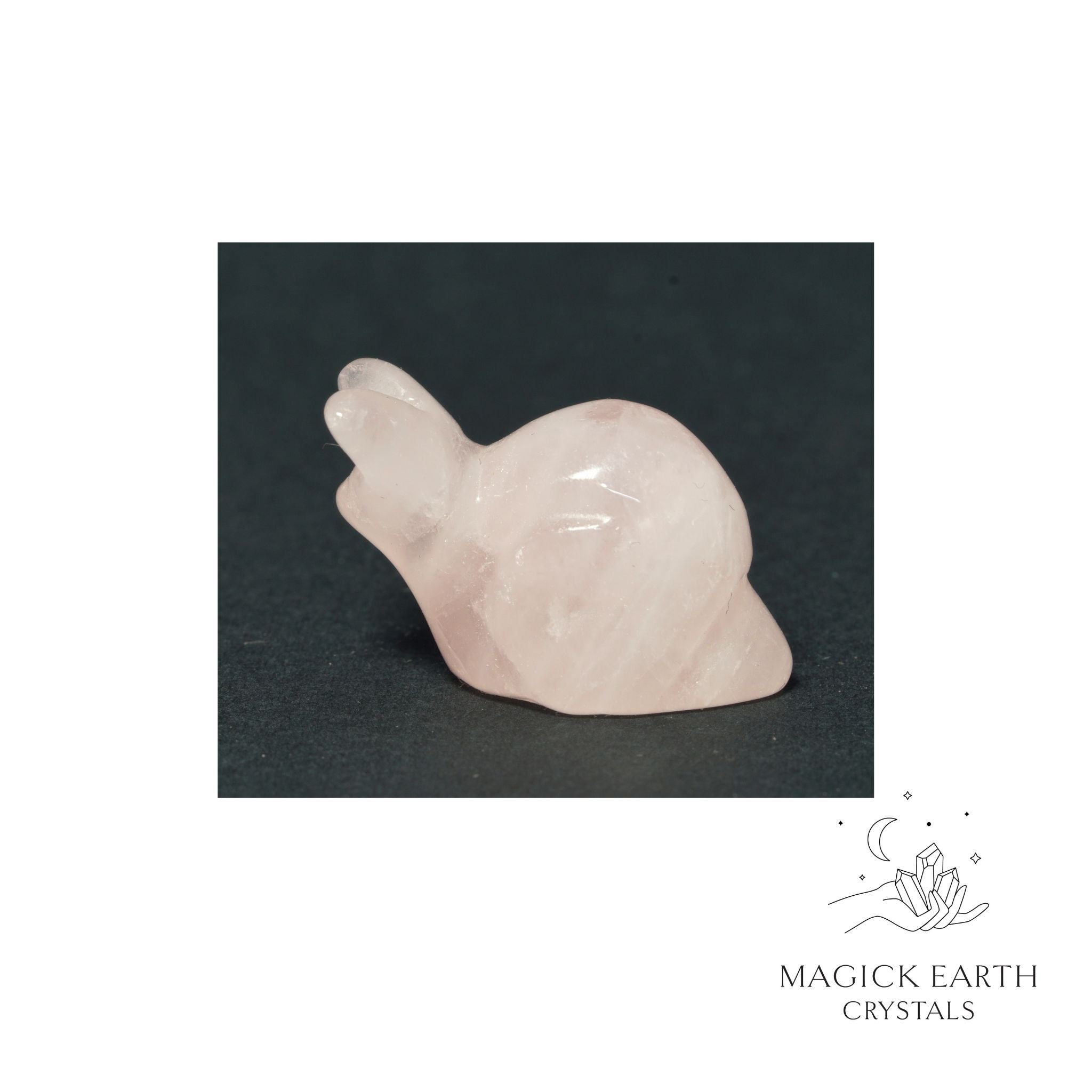 Natural Rose Quartz mini snail figurine view b