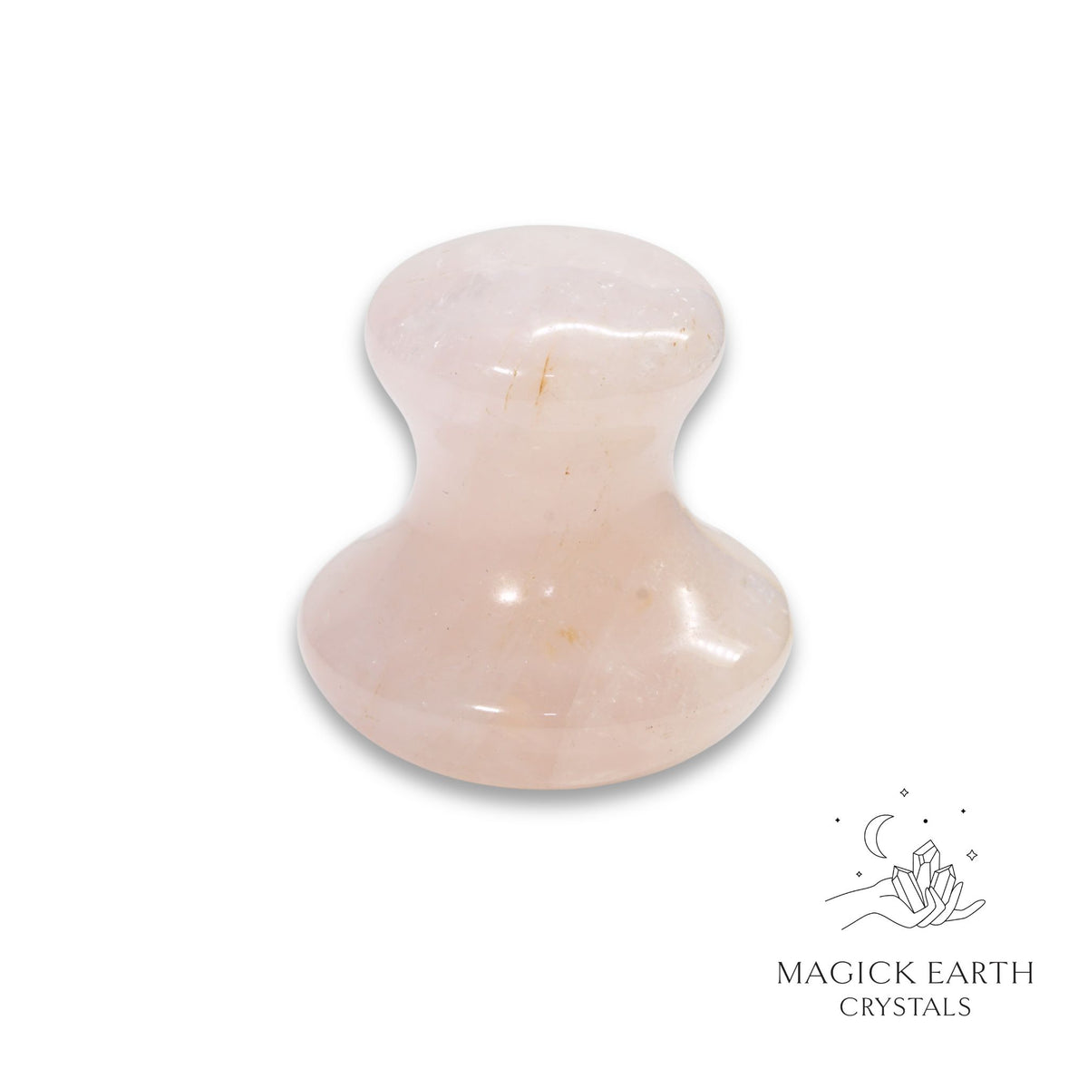 Natural Rose Quartz crystal mushroom Gua Sha massage tool view a