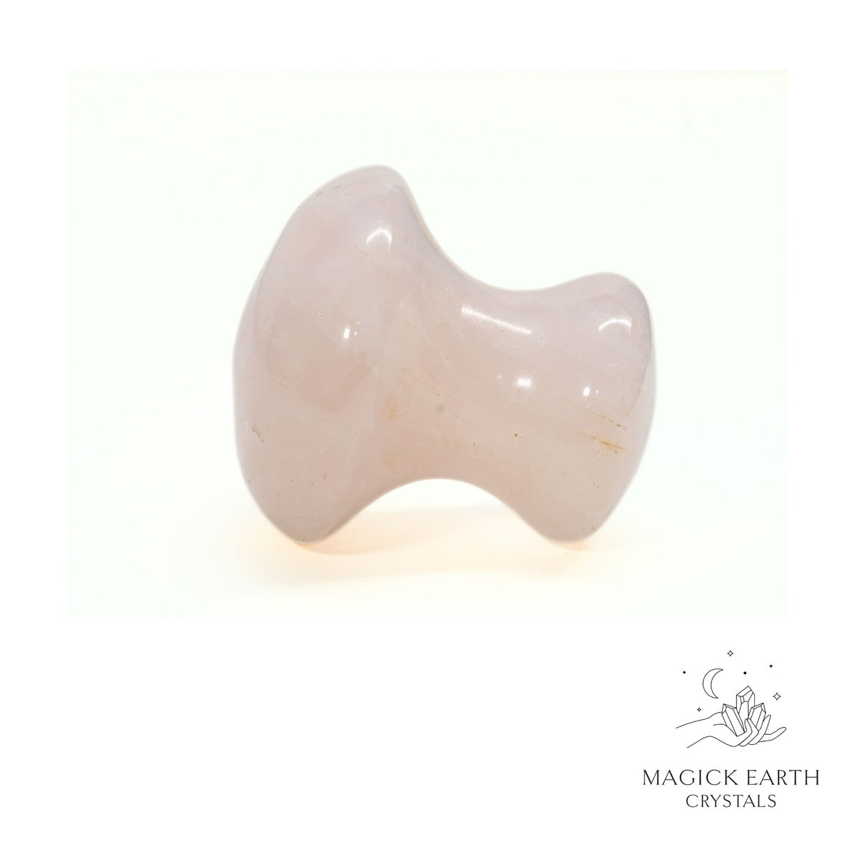 Natural Rose Quartz crystal mushroom Gua Sha massage tool view b