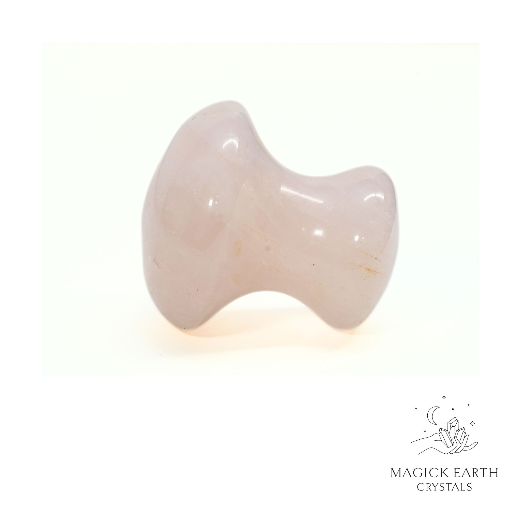 Natural Rose Quartz crystal mushroom Gua Sha massage tool view b
