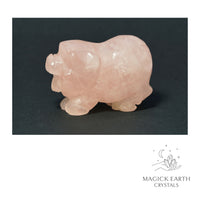 Natural Rose Quartz crystal pig figurine view b