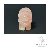 Natural Rose Quartz crystal pig figurine view c