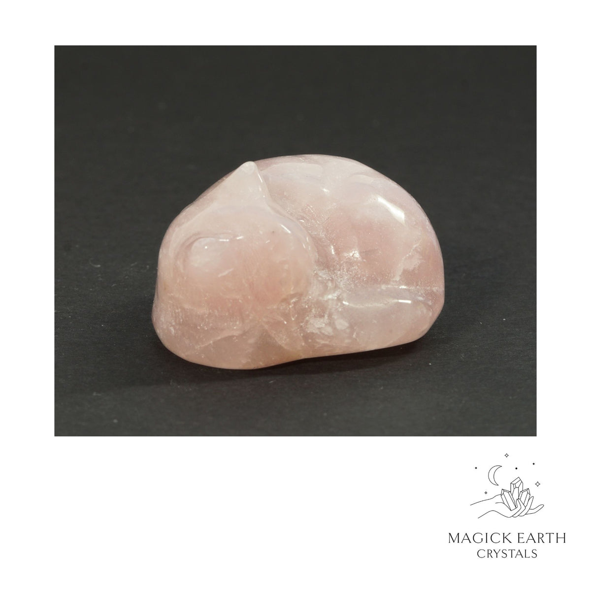 Natural Rose Quartz sleeping cat figurine view b