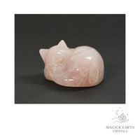 Natural Rose Quartz sleeping cat figurine view c