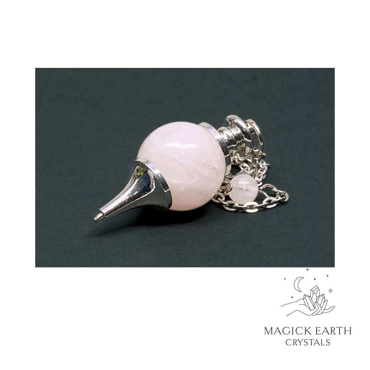 Natural Rose Quartz sphere crystal pendulum  