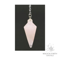 Natural Rose Quartz spire crystal pendulum view b