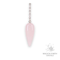Natural Rose Quartz teardrop crystal pendulum view b