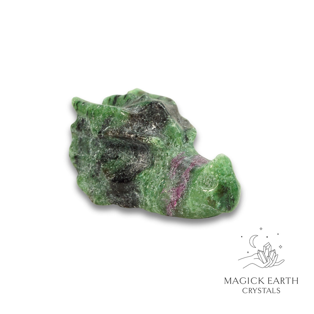 Natural Ruby Zoisite crystal dragon skull view a