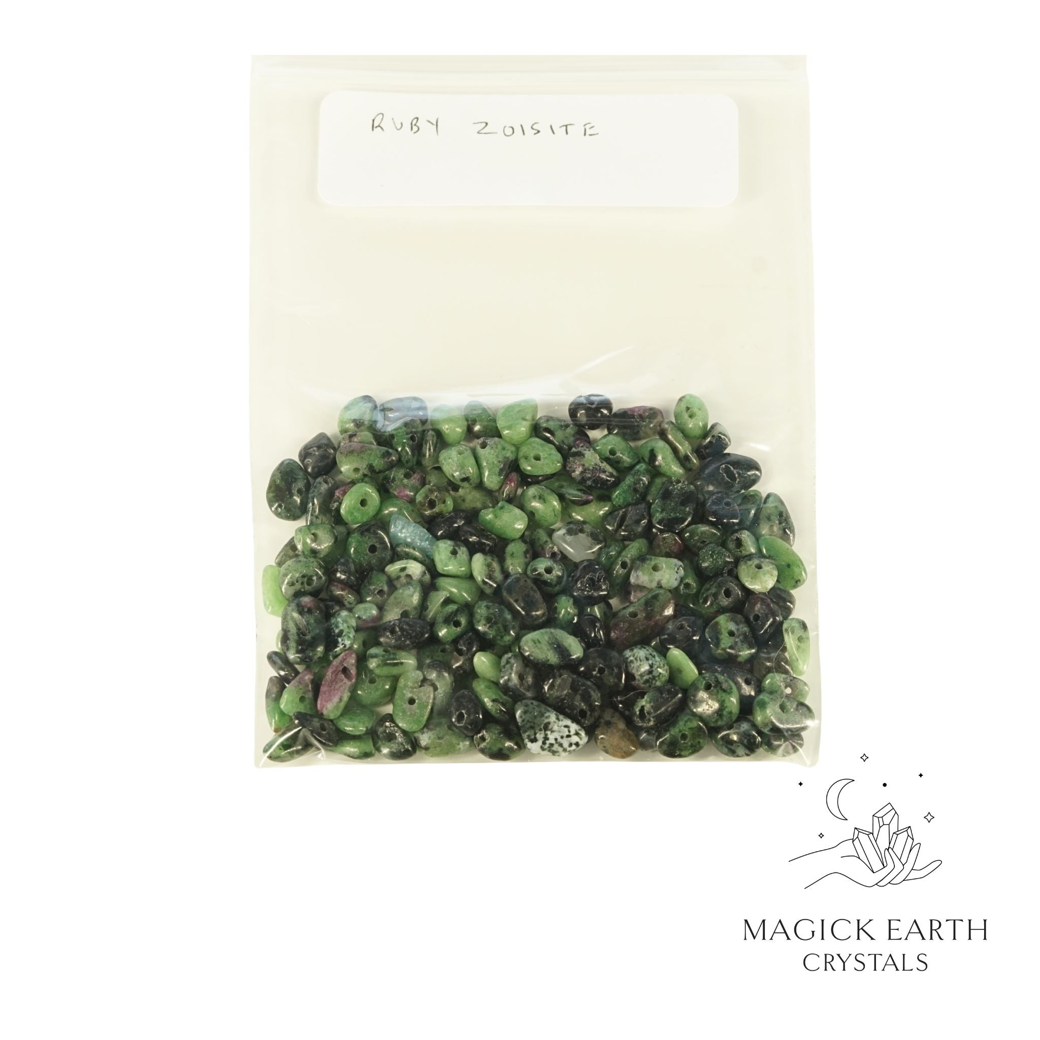Natural Ruby Zoisite drilled crystal chips medium view b