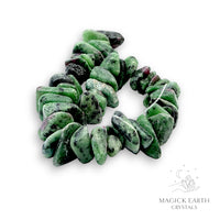 Natural Ruby Zoisite drilled crystal chip strand, x large chip size view b