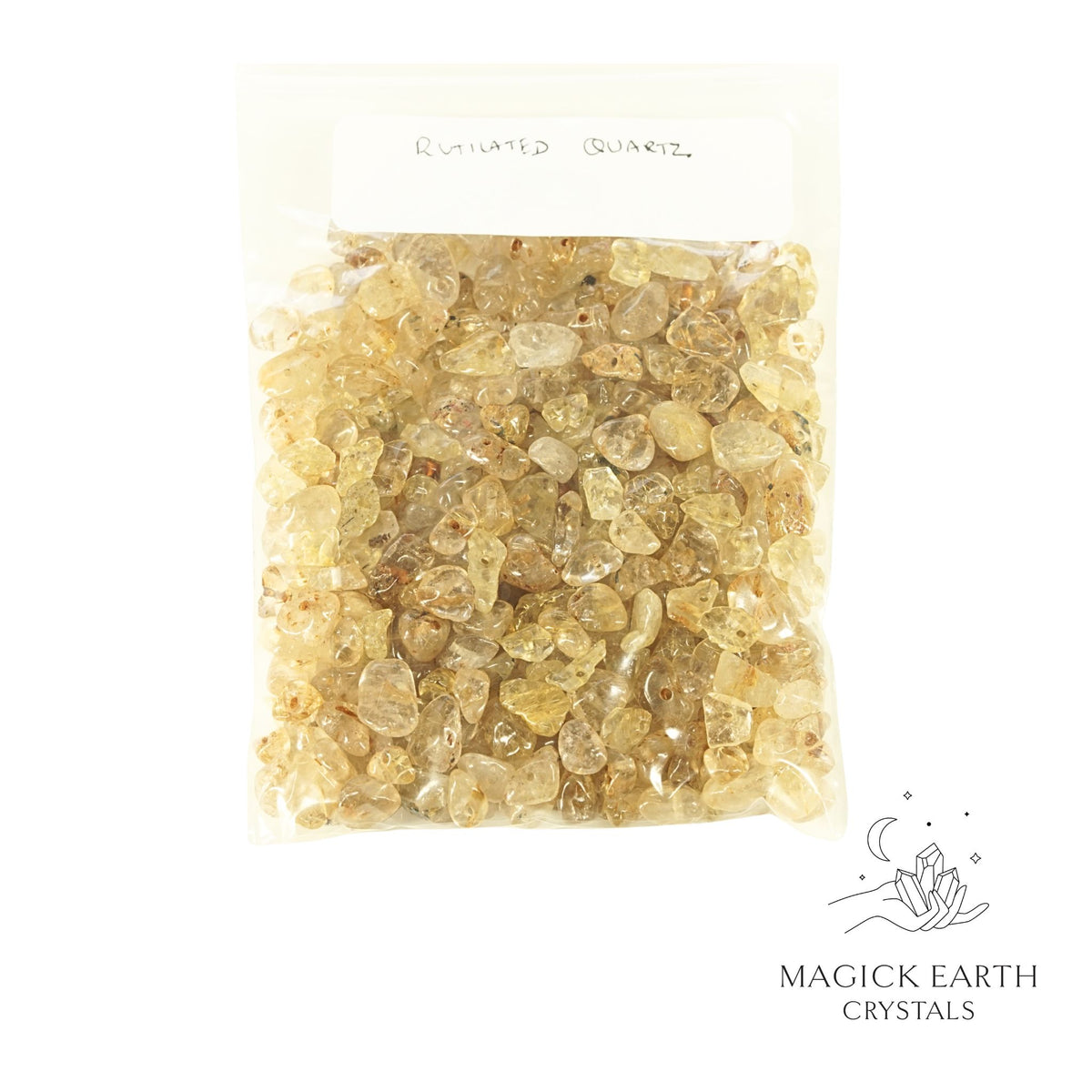 Natural Rutilated Quartz drilled crystal chips small  view b