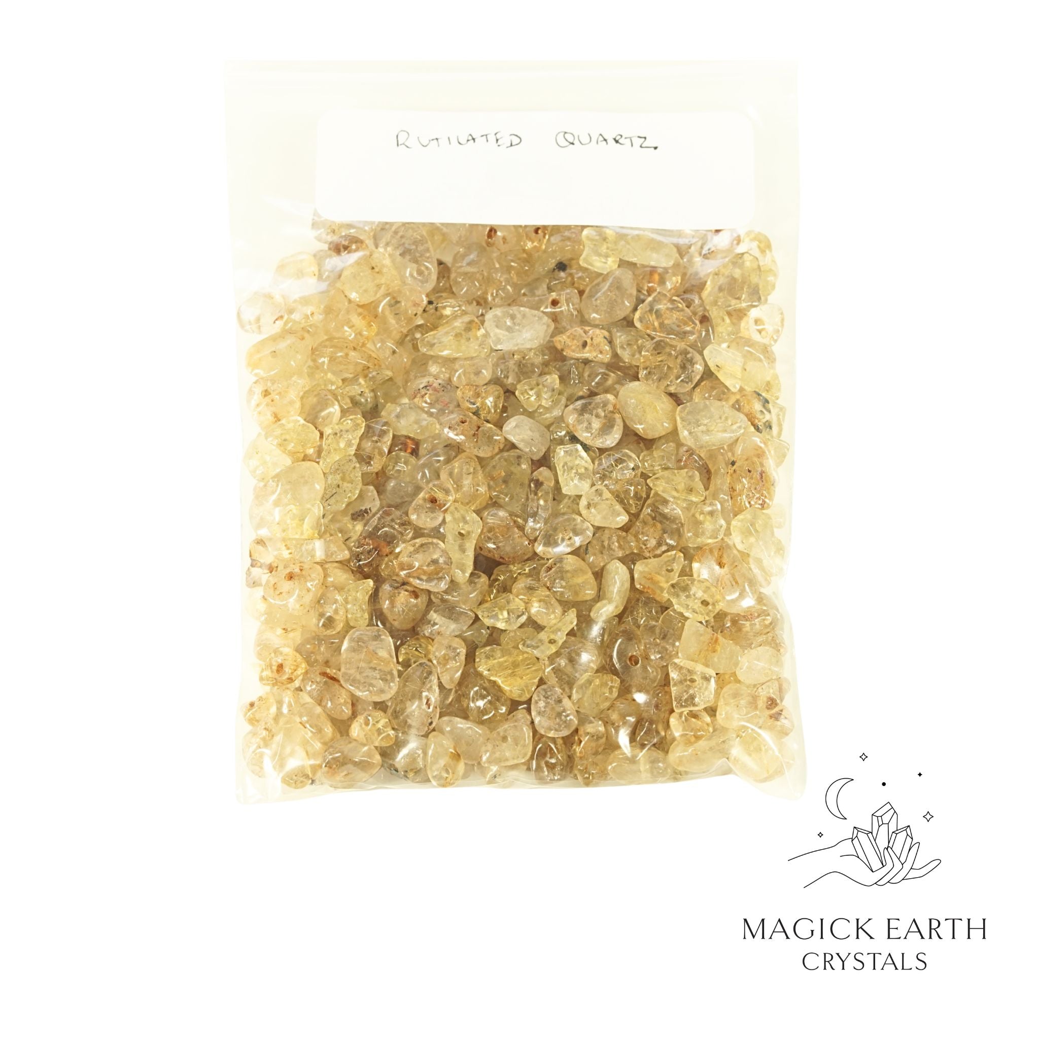 Natural Rutilated Quartz drilled crystal chips small  view b