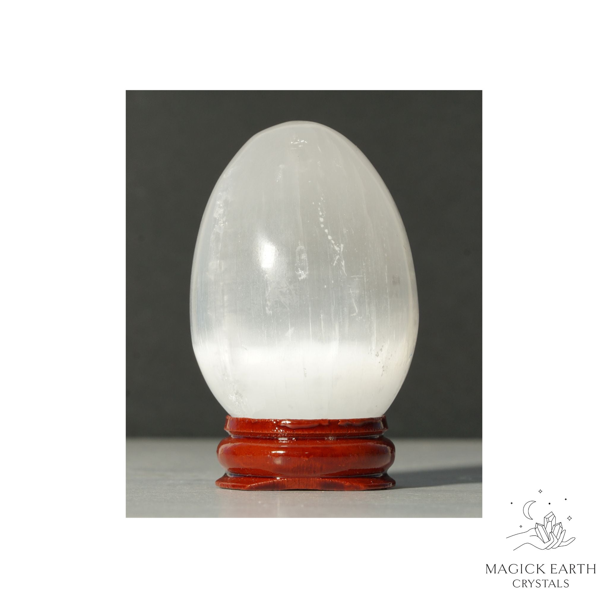 Natural Selenite crystal egg  view c