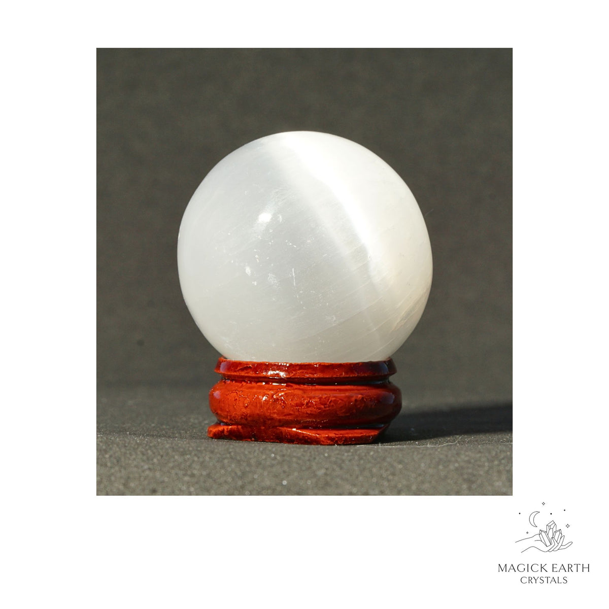 Natural Selenite crystal sphere 38mm view a