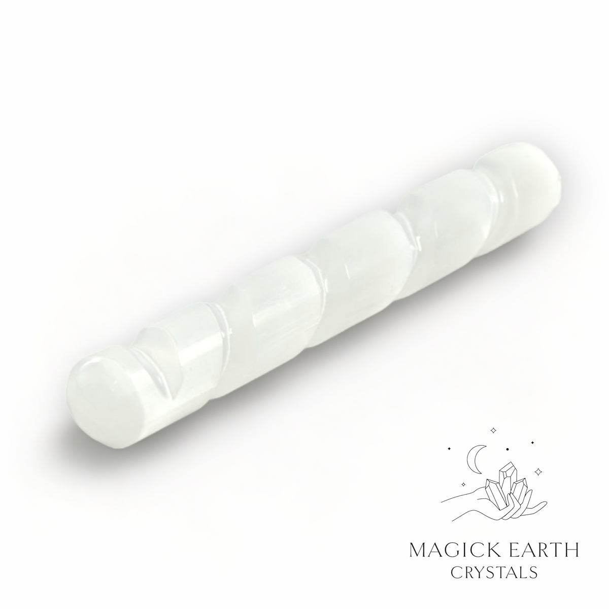 Natural Selenite spiral crystal massage wand