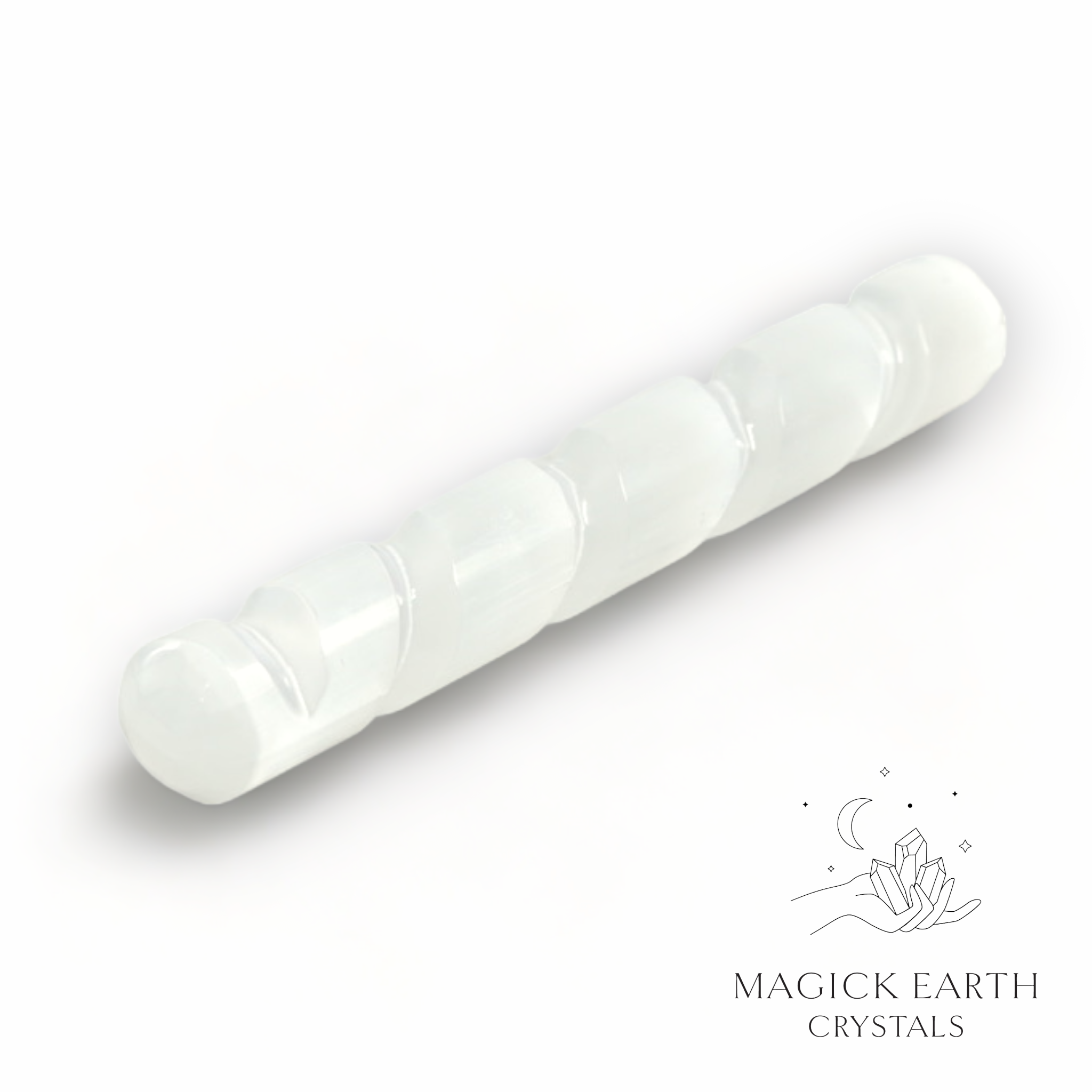 Natural Selenite spiral crystal massage wand
