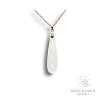 Natural Selenite crystal teardrop pendant view c