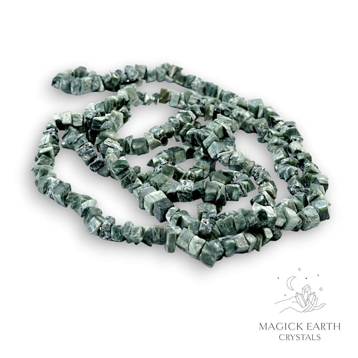 Natural Seraphinite  drilled crystal chip strand