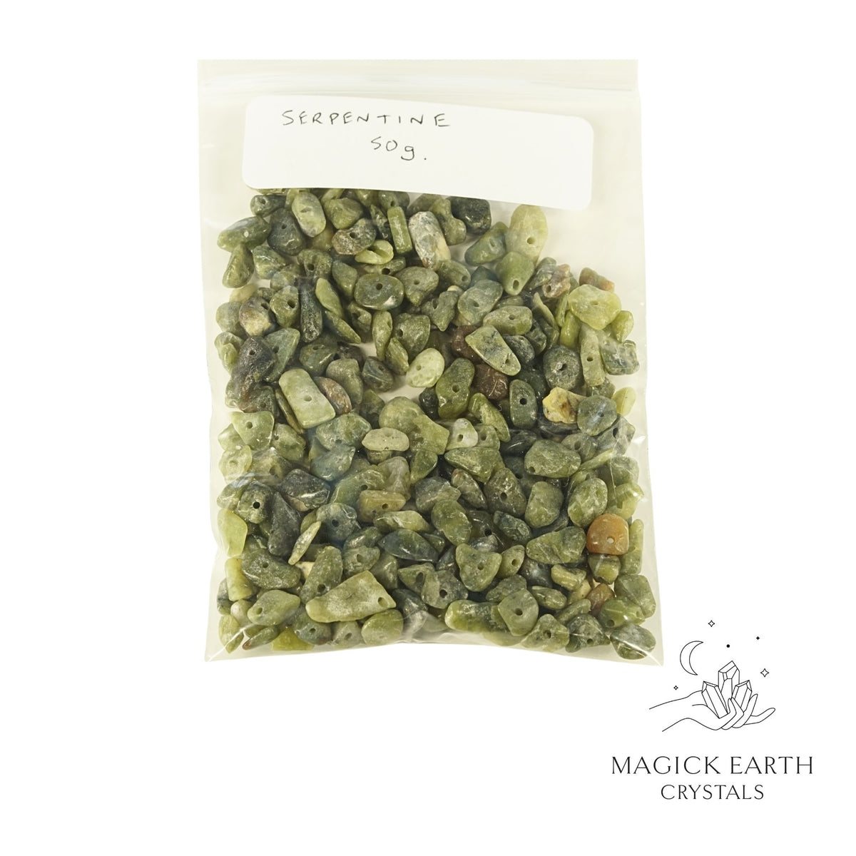 Natural Serpentine drilled crystal chips view b
