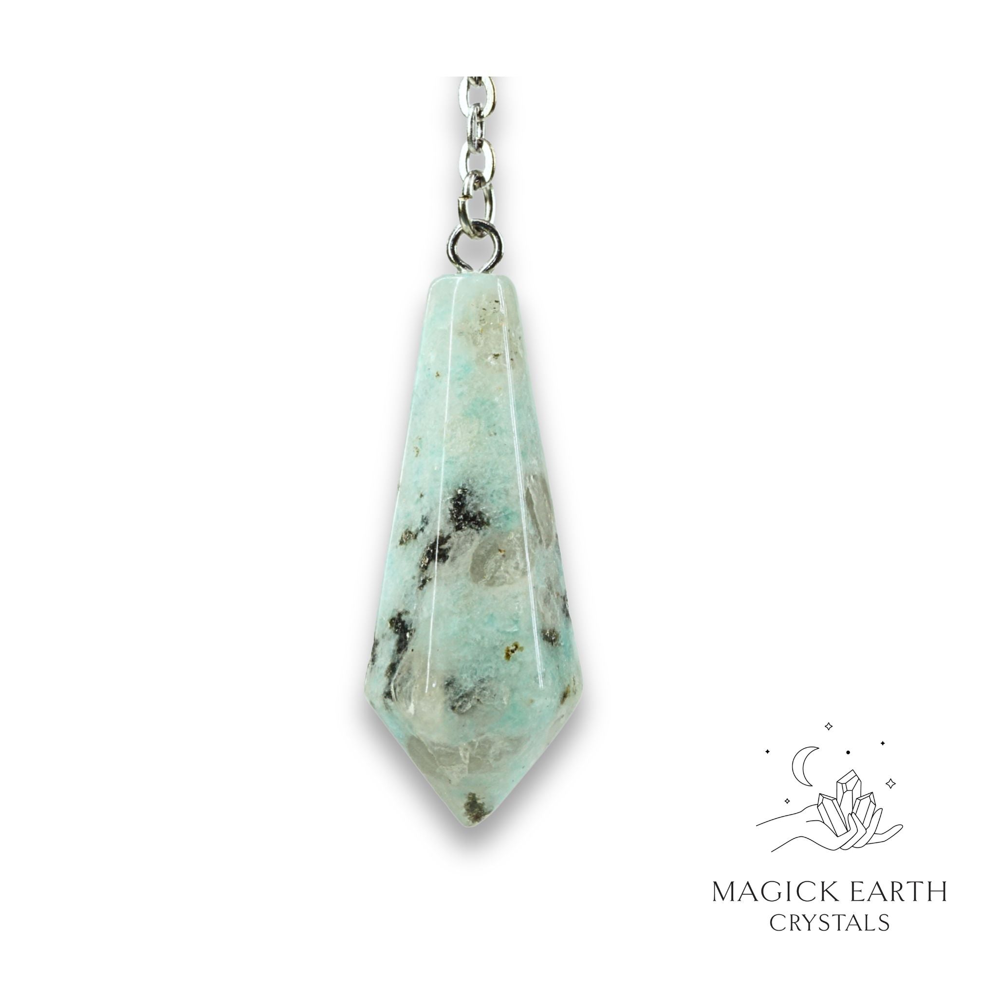 Natural Sesame Jasper crystal bullet pendulum view b
