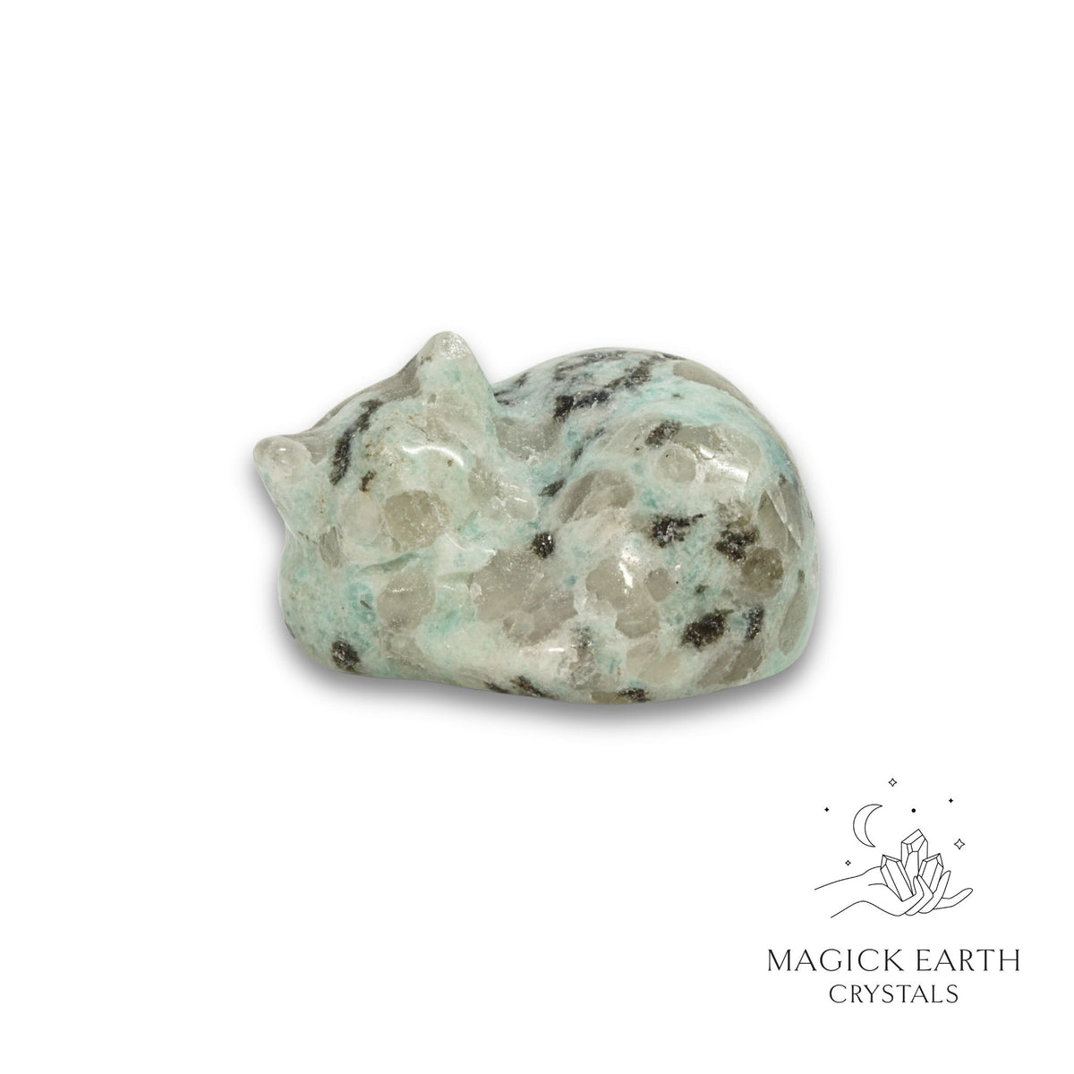 Natural Sesame Jasper sleeping cat figurine view a