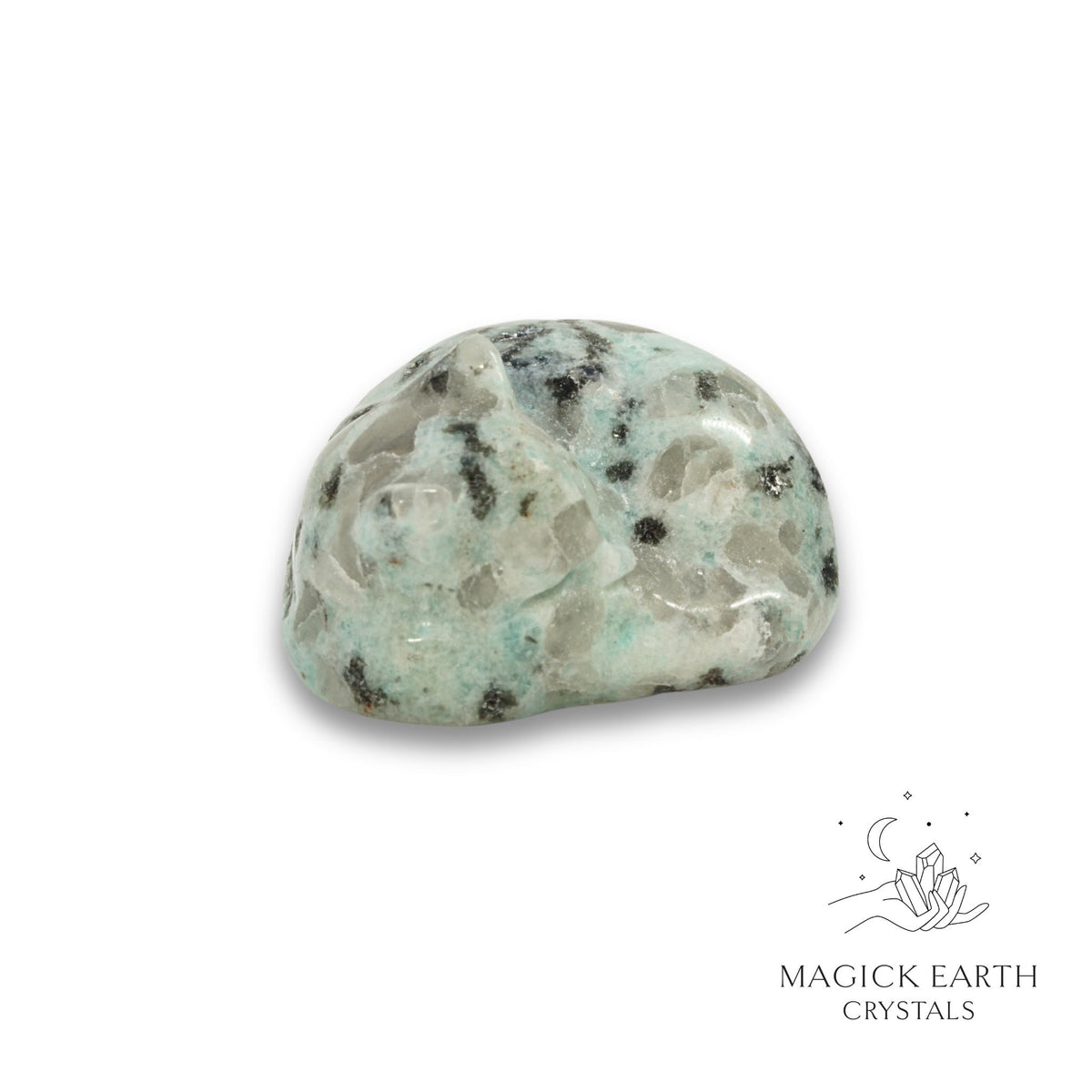 Natural Sesame Jasper sleeping cat figurine view b