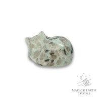 Natural Sesame Jasper sleeping cat figurine view c