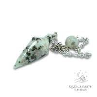 Natural Sesame Jasper spire crystal pendulum view a