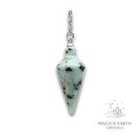 Natural Sesame Jasper spire crystal pendulum view b