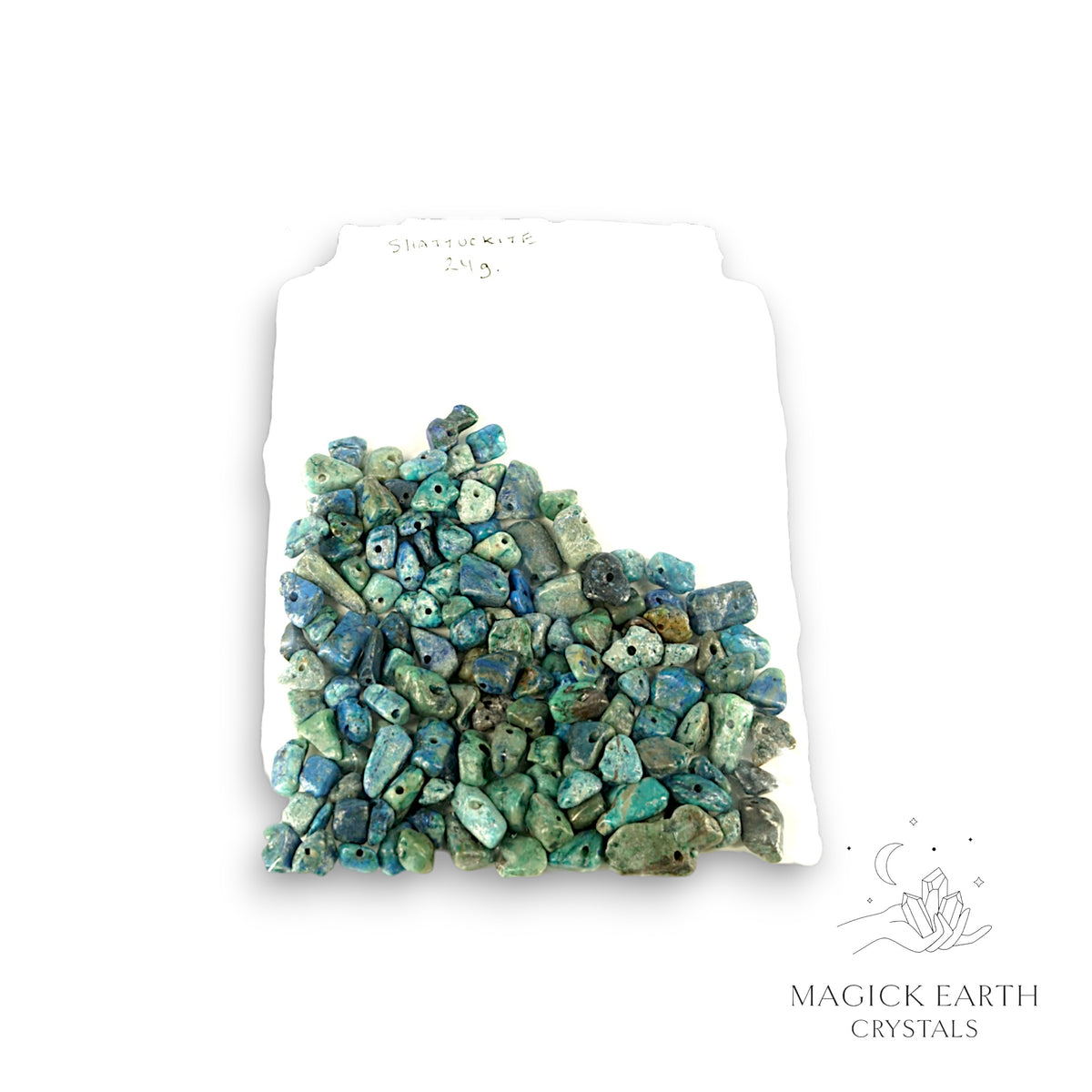 Natural Shattuckite drilled crystal chip bag