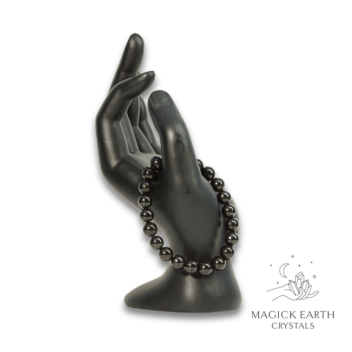 Natural Shungite crystal bracelet 8mm round view b