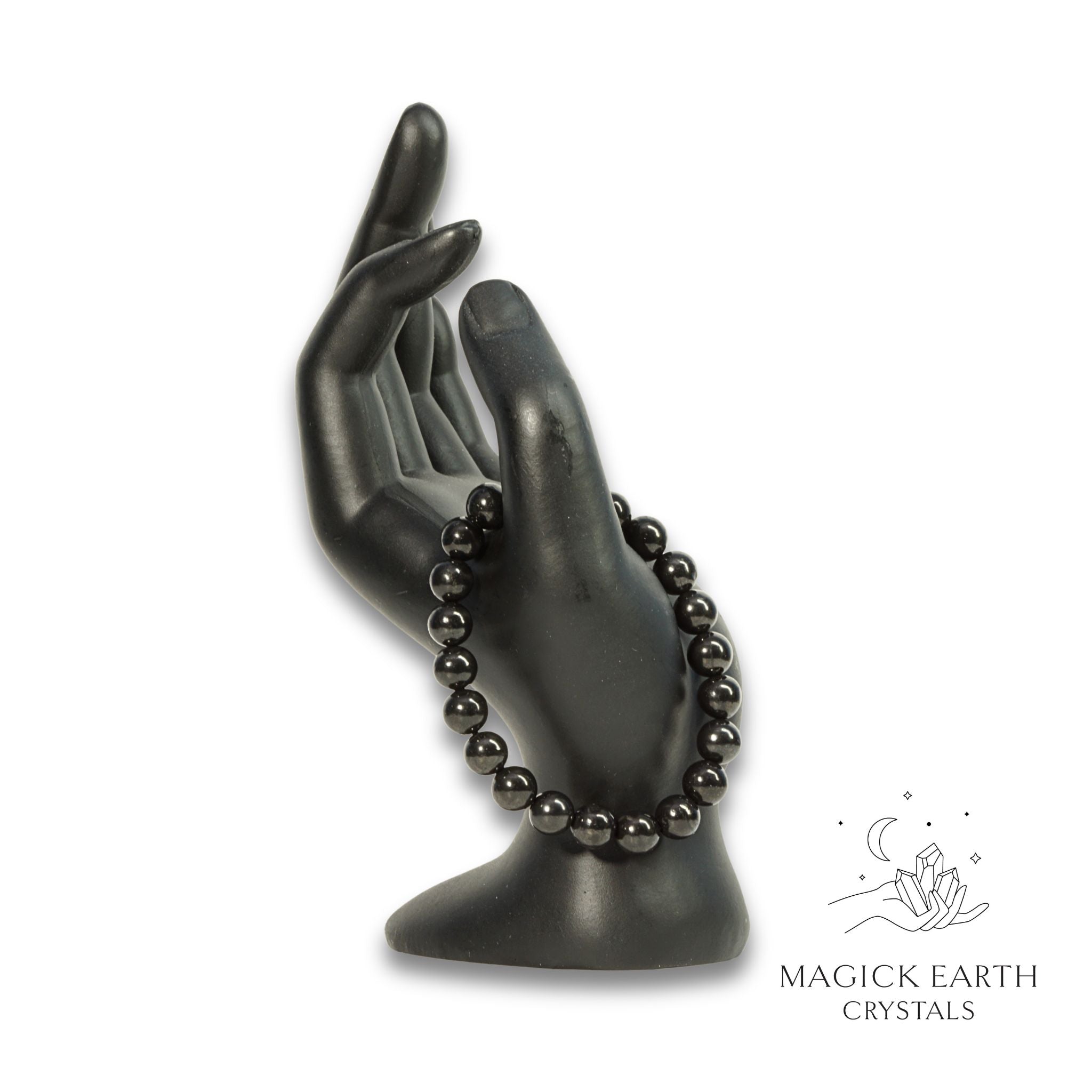 Natural Shungite crystal bracelet 8mm round view b