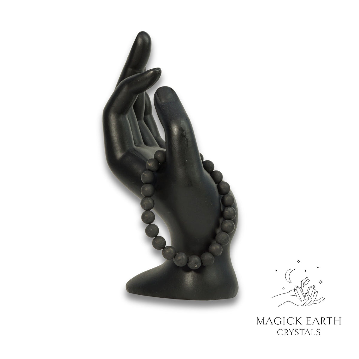 Natural Shungite crystal bracelet 8mm round matte view b
