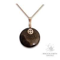 Shungite Circle Pendants with Rose Gold Finish for Energetic Armour – Magick Earth Crystals Australia