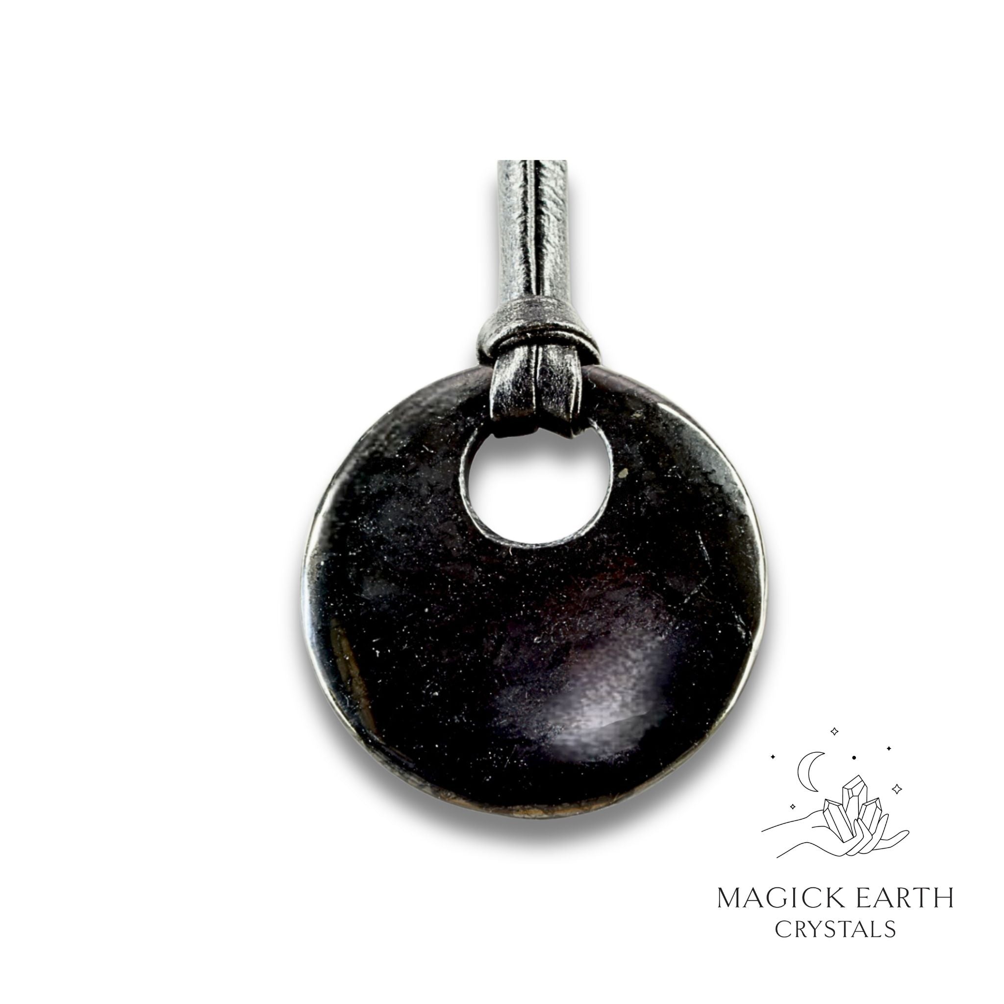 Natural Shungite crystal donut pendant