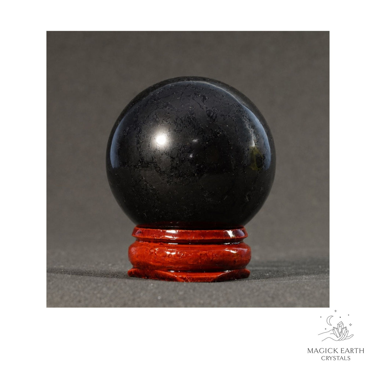 Natural Shungite crystal sphere 40mm view a