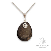 Natural Shungite crystal teardrop pendant view b