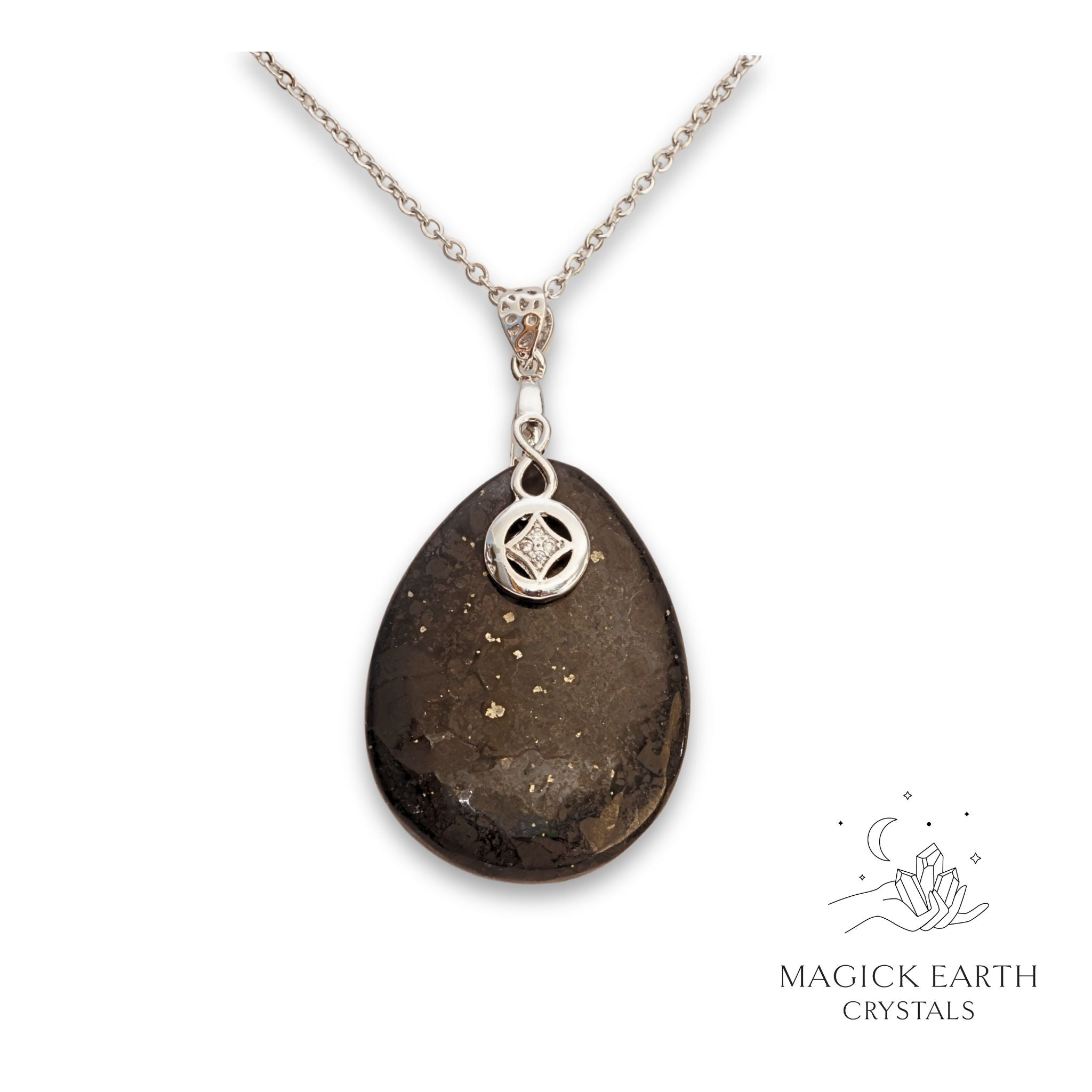 Natural Shungite crystal teardrop pendant view b