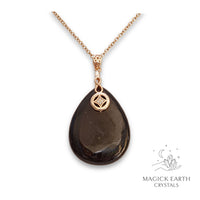 Natural Shungite crystal teardrop pendant view c