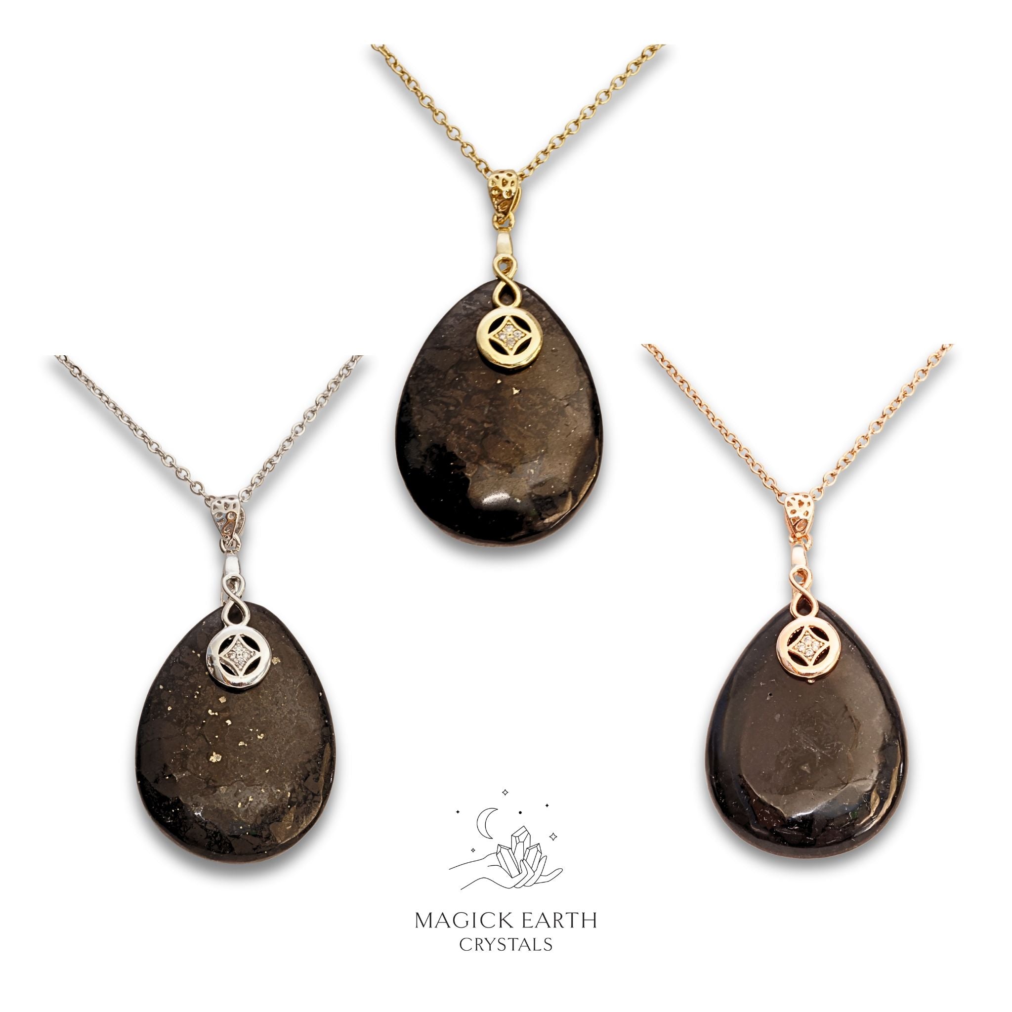 Natural Shungite crystal teardrop pendant view d